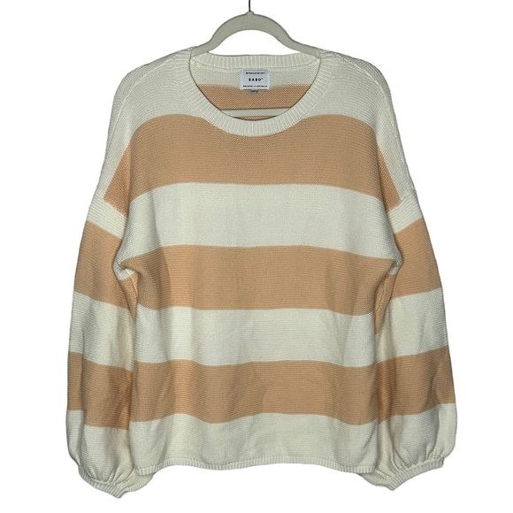 SABO Chunky Knit Slouchy Striped Balloon Sleeve Sweater - Picture 1 of 12